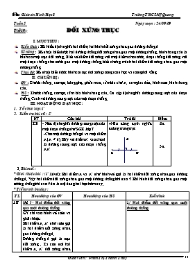 Giáo án Hình học 8 tiết 10 Đối xứng trục